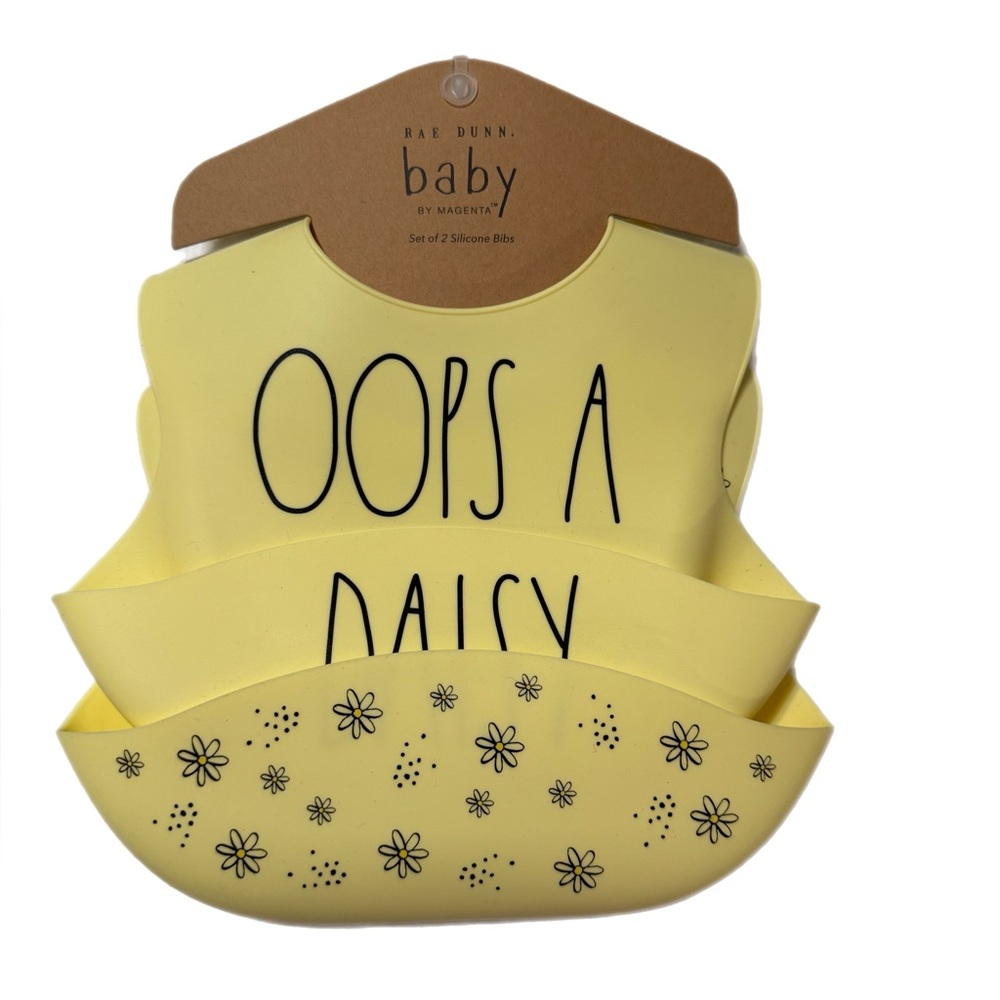 Rae Dunn Baby Yellow Silicone Bib Set